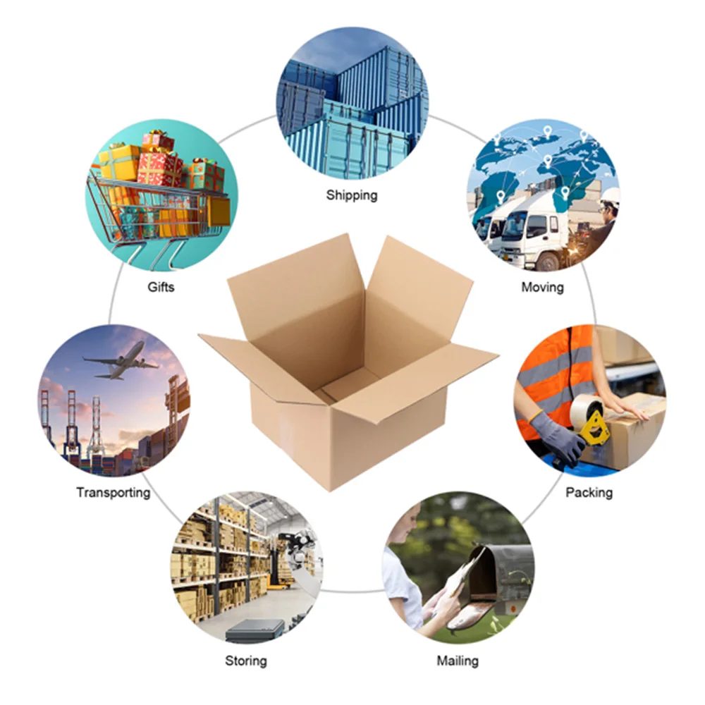 50 قطعة 12 بوصة × 10 بوصة × 8 بوصة صندوق من الورق المقوى المموج بسمك 3 مم بلون ورق الكرافت