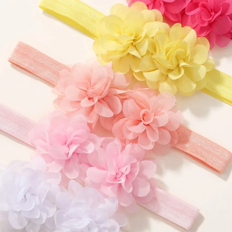 

7pcs Headbands Chiffon Flower Soft Strecth Hair Bands Set for Baby Newborns Head Tie Infants Babe Hair Accessories