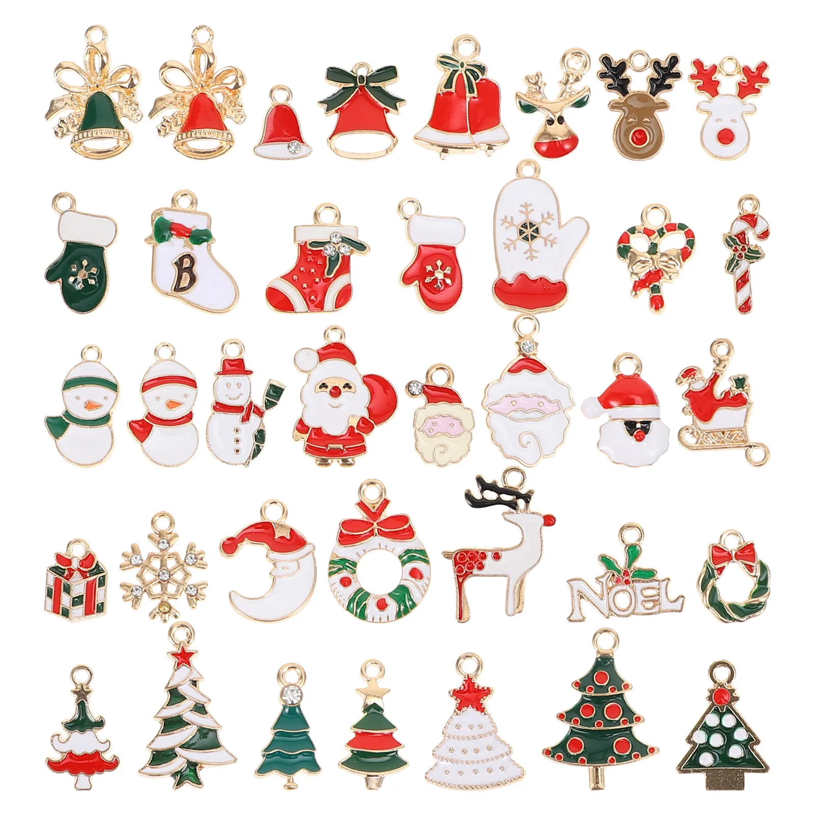 

38Pcs Christmas Decoration Accessories Xmas Pendants for DIY Jewelry Making Keychain Craft Lovely Alloy Charms Set