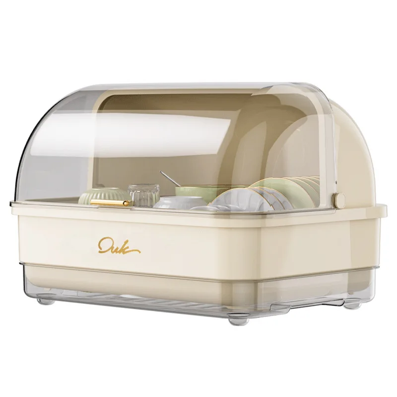 

Kitchen Flip-up Drainer Dish Cabinet Household Multi-functional Moisture-proof Storage Organizer for Bowl and Utensil