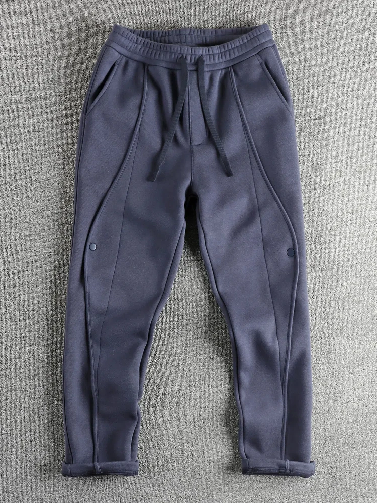 2024 Autumn and Winter New American Retro Thick Velvet Sweatpants Men\'s High Street Washed Drawstring Casual Loose Sports Pants
