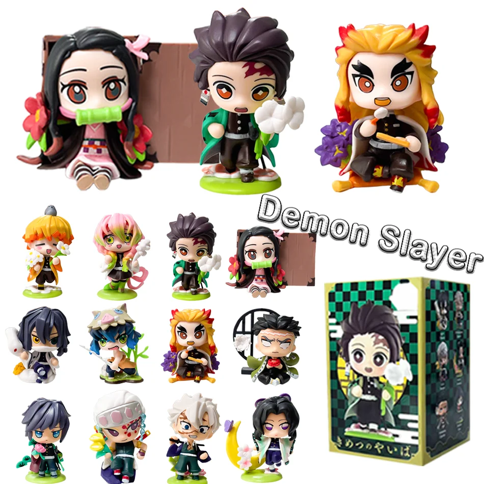 Demon Slayer Blind Box Tanjiro Kamado Nezuko Anime cartoon Figure Creative Personalized Statue Model Ornament Surprise Gift Box