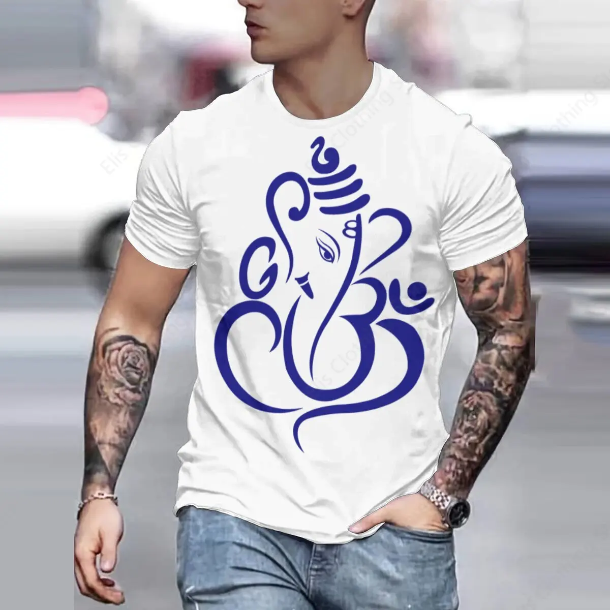 Ganesha Symbol in Artistic Style T-shirts men women casual t-shirts unisex streetwear