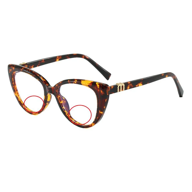 New Retro TR Cat Eye Women Anti Blue Light Bifocal Reading Glasses Men Core-Inserting Process Look Near Far Hyperopia Spectacles