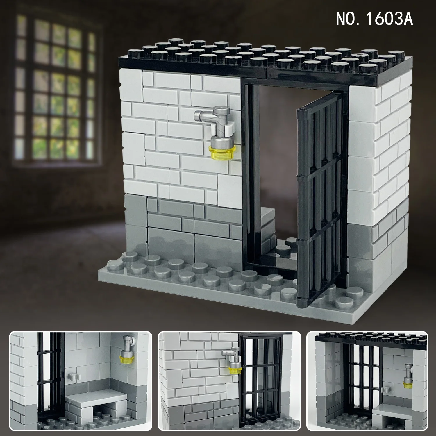 

Educational Building Block Model of Prison Cell Room Floor Plate and Iron Door Accessories Assembly Toy Perfect As Holiday Gift