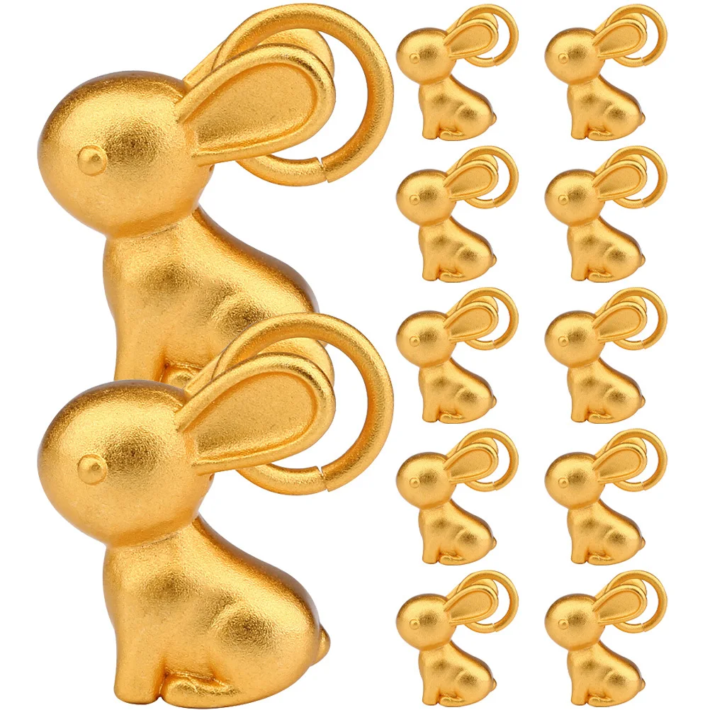 

12Pcs Rabbit Charms Golden Jewelry Pendants DIY Necklace Bracelet Accessories Durable Alloy Material Festive Look