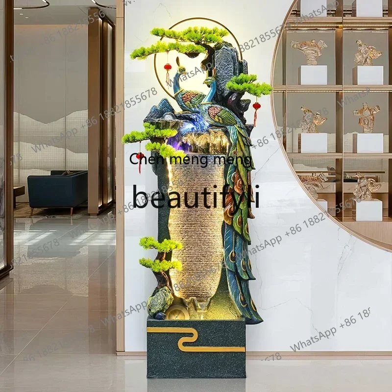 New Chinese-style mountain and flowing water ornament, living room floor-to-ceiling water landscape decoration, office feng