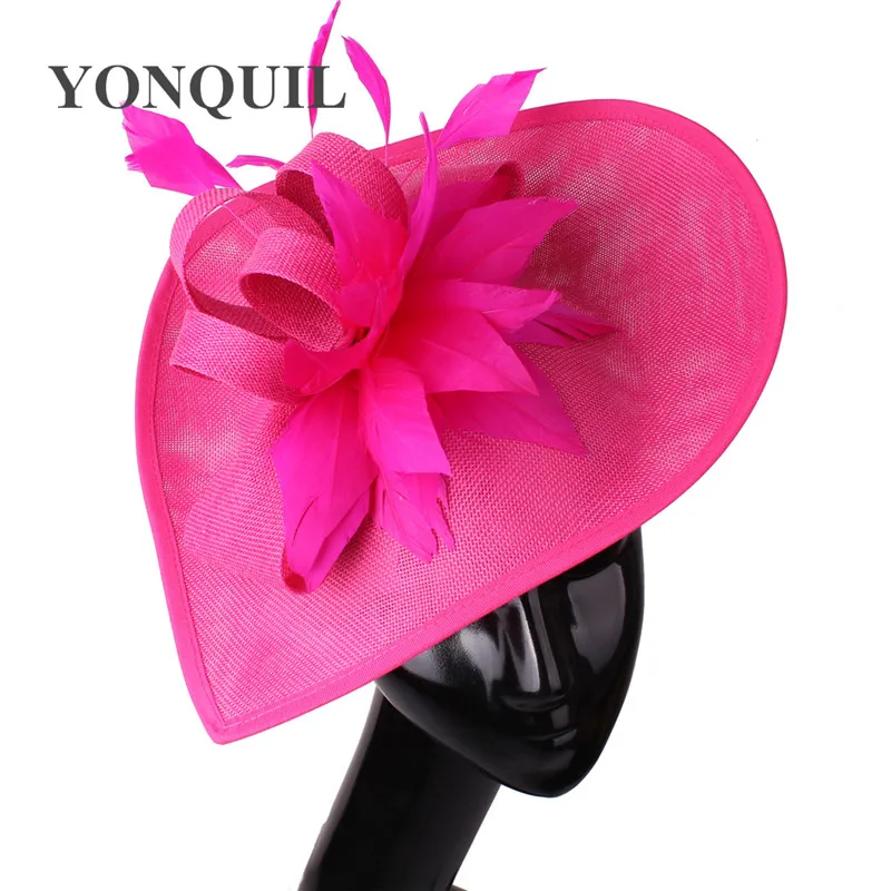 Elegant Hot Pink Wedding Hat Fascinator Bridal Headpiece Fashionable Millinery Headband for Women Party Dinner Derby Cocktail