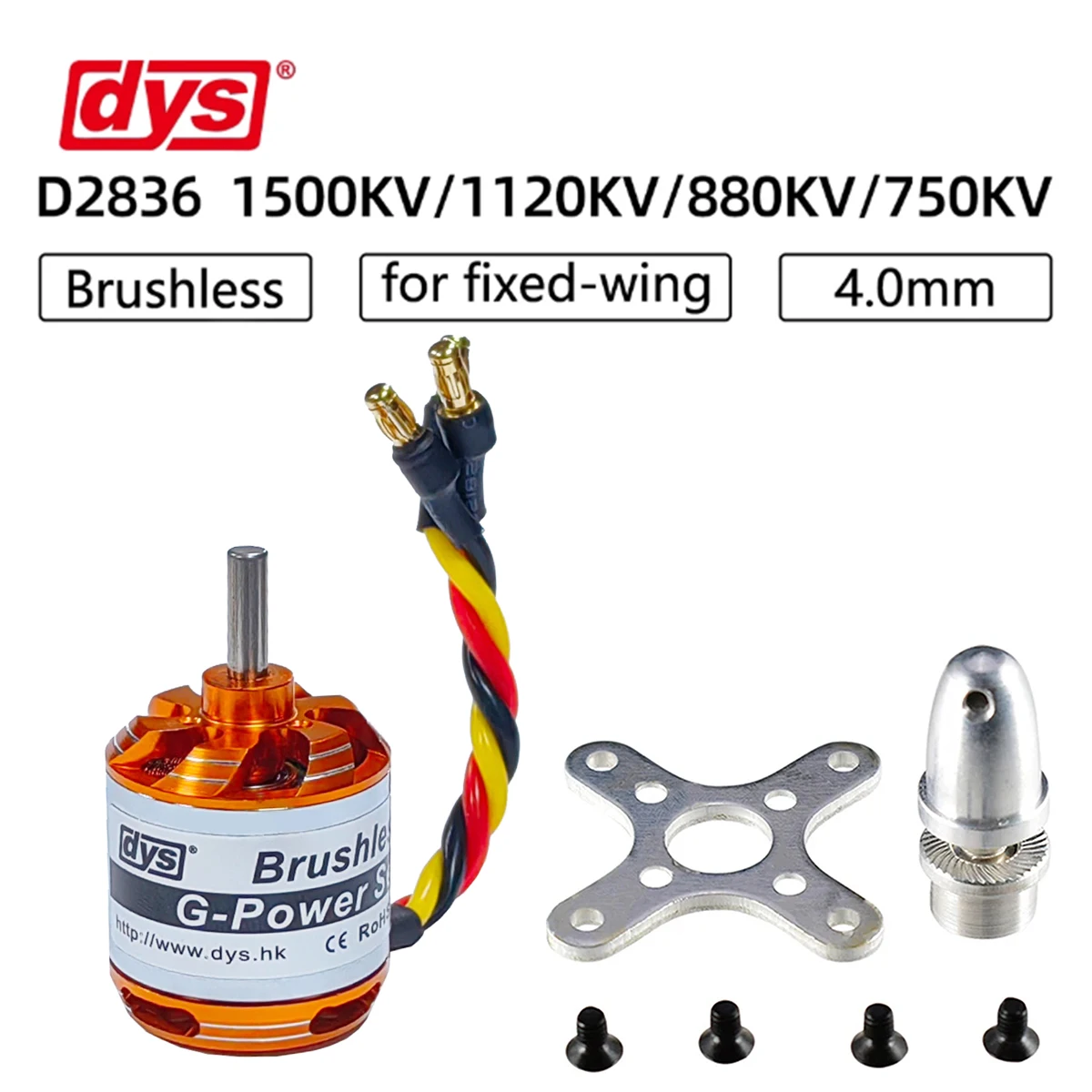 DYS D2836 Brushless Outrunner Motor 750/880/1120/1500KV 2-4S RC Multicopter FPV Drone Propulsion Motor High Performance for Mult