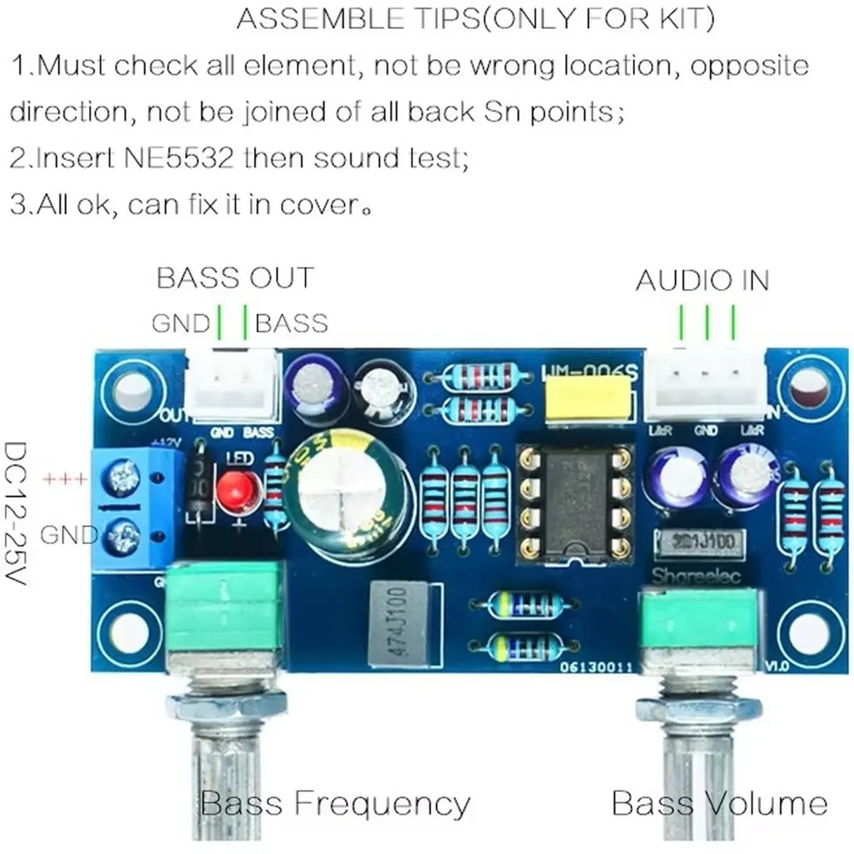 Low-Pass Subwoofer Preamplifier Module - Ideal for DIY Audio Systems,Single-Supply Tone Control Board