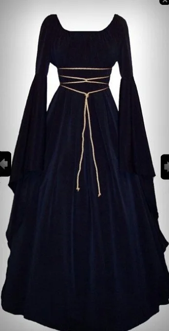 Robe de sorcière gothique médiévale pour femme, pull à col rond, mode rétro, costume d'Halloween amusant, automne et hiver