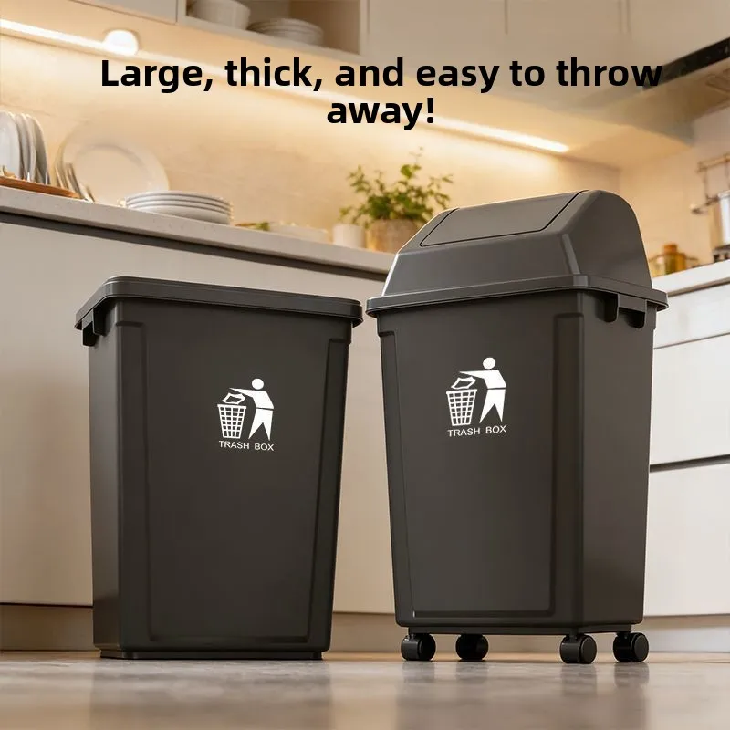 

Large Capacity Kitchen Living Room Square Trash Can with Cover Wheels Home Use Trash Bin New 2026 Model by Nou Shida