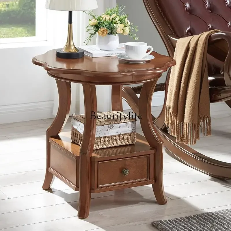 

yj5 Sofa side table coffee table living room corner cabinet simple small table solid wood home