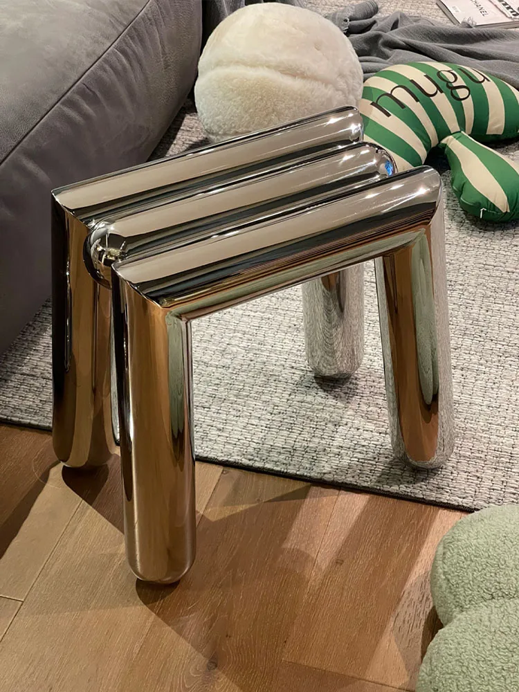 Stainless Steel Shoe Stool, Mobile Living Room Shelf, Tea Table, Hallway Low Stools, Bedroom Makeup Chair, Customized Furniture