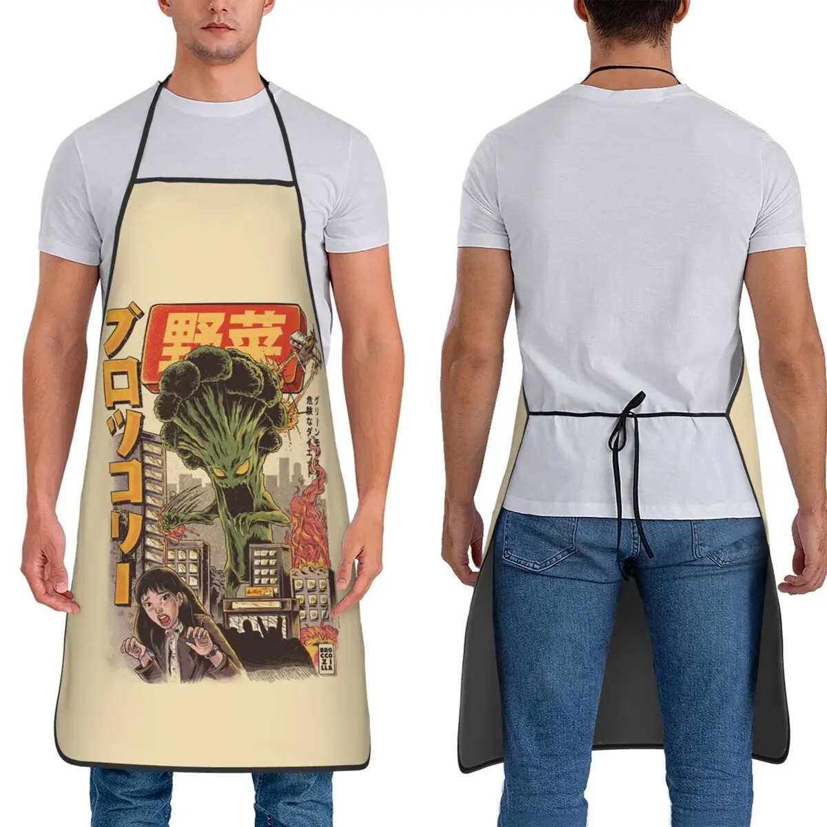 

Фартуки THE BROCCOZILLA, фартуки для шеф-повара, приготовления пищи, выпечки, нагрудник без рукавов, кухонный сарафан для чистки для женщин и мужчин, живопись