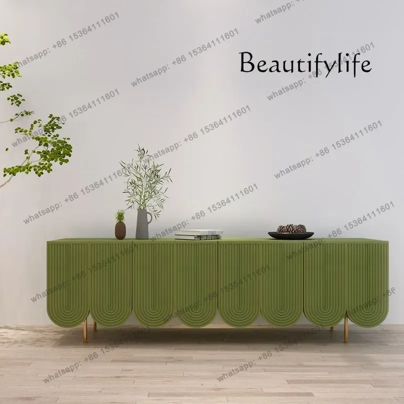 

Italian TV cabinet Nordic light luxury living room cabinet French simple designer dining side cabinet combination green