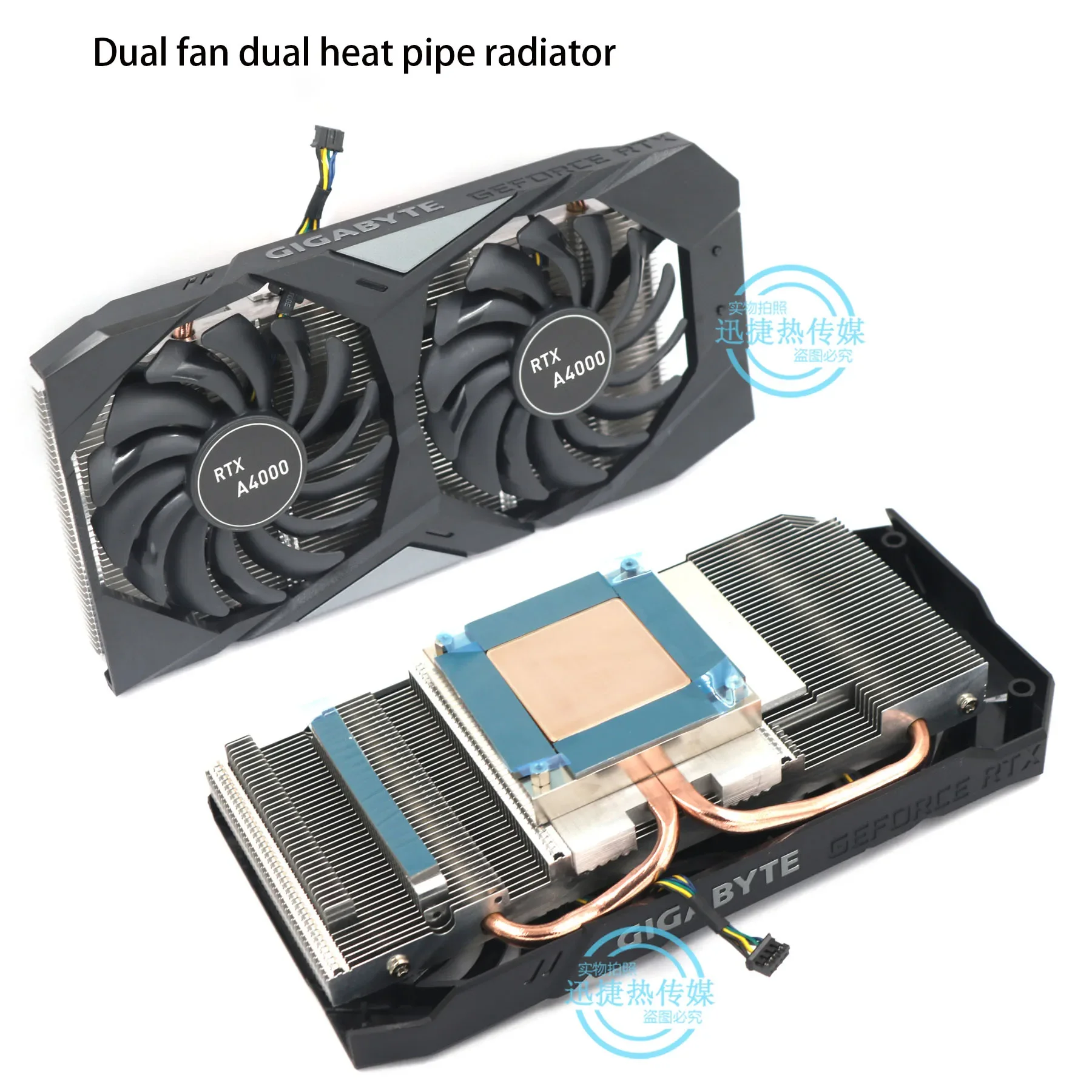 Modificación del radiador Quadro RTX A4000 GPU, tubo de calor inferior de cobre, refrigeración de la tarjeta gráfica mejorada, distancia de 54,5x54,5 orificios