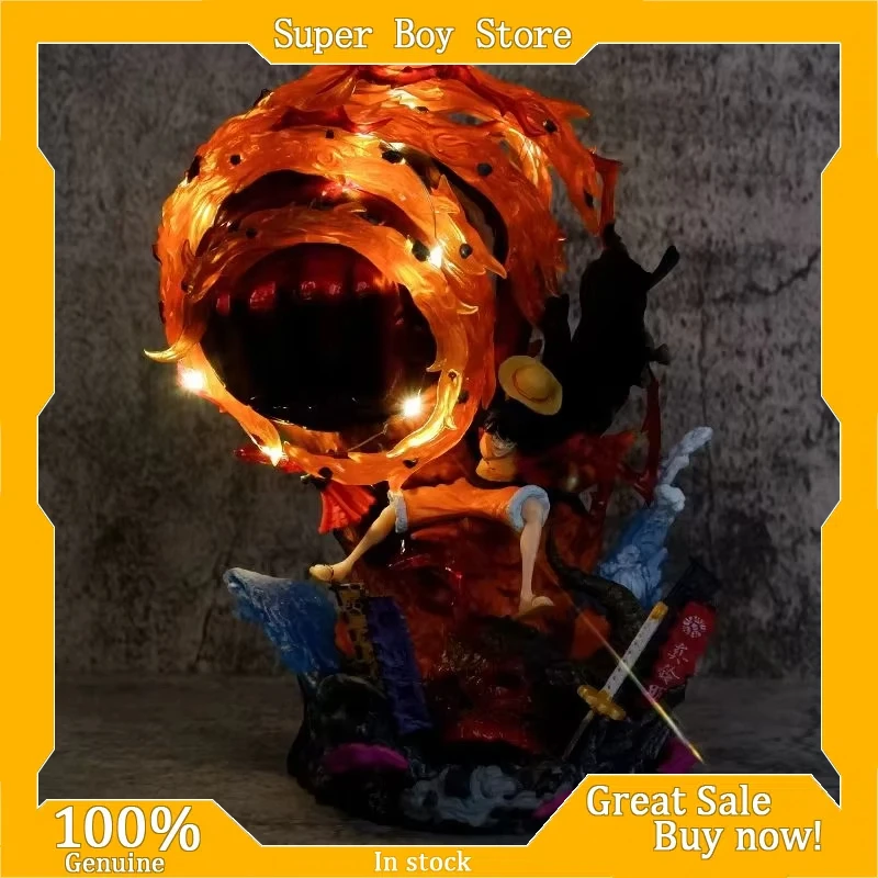 Auf Lager 25 cm Anime Ruffy One Piece Actionfigur – Monkey D. Ruffy Gear 5 Big Karma Fire PVC Statue Sammlerstück Modell Spielzeug Geschenk