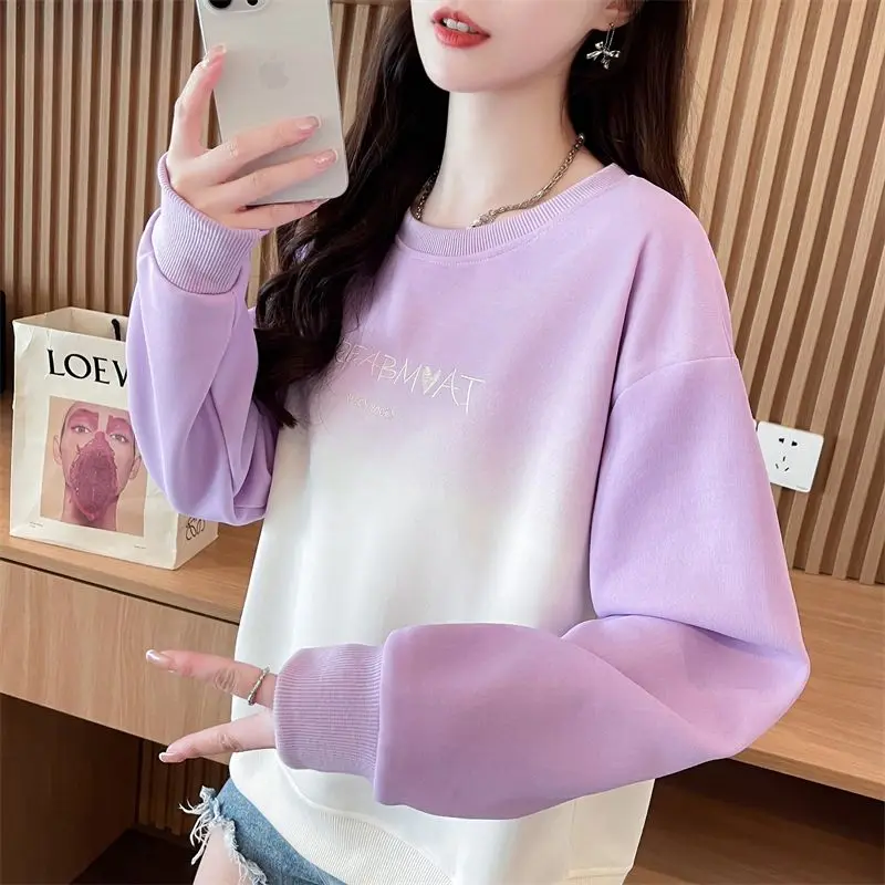 Gradient Color Hoodie Women's New Oversized Loose Design Covering the Flesh and Showing Off Thinness Versatile and Age Reducing