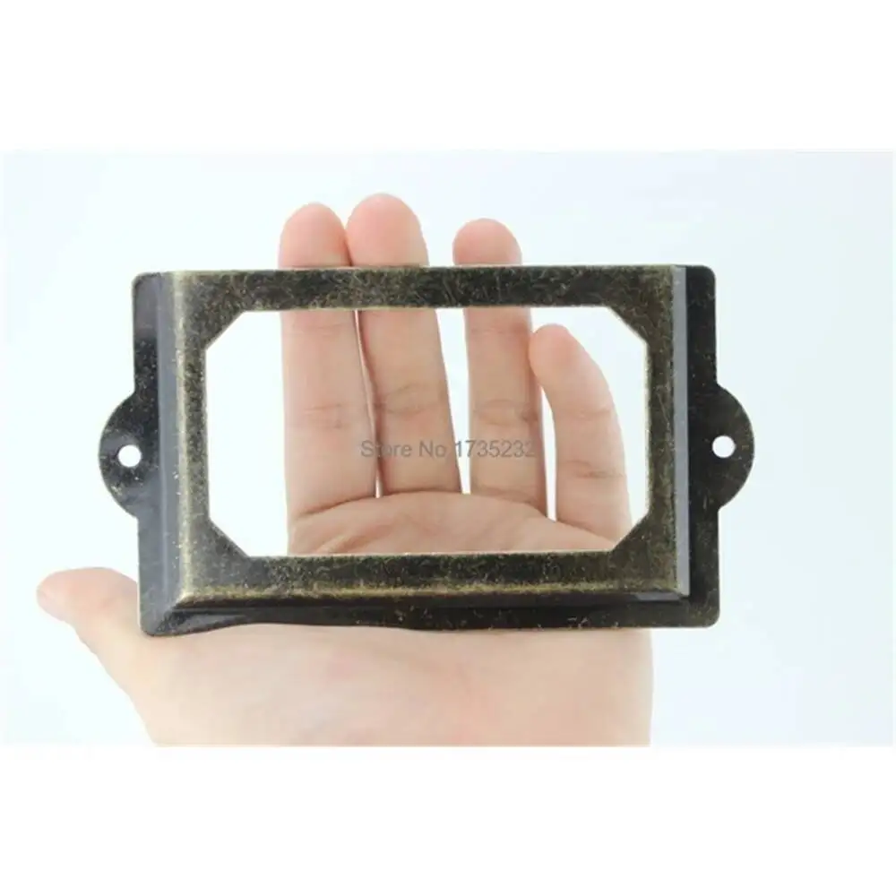

20PCS Card Holder Meta Label Frame Vintage Bronze Decorating Tag Label Drawer Frame Wood Shelf Channel Price Tag Frame