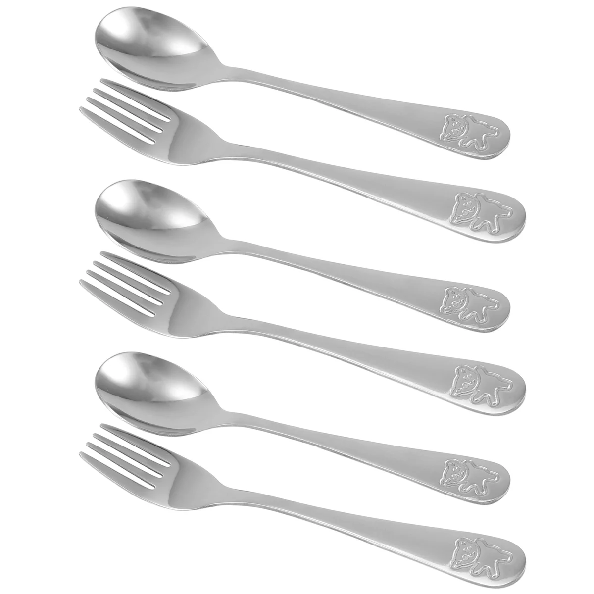 

[in stock] Stainless Steel Child Safety Cutlery Bear Children Spoon and Fork Set Toddler Utensils Metal Cutlery Set