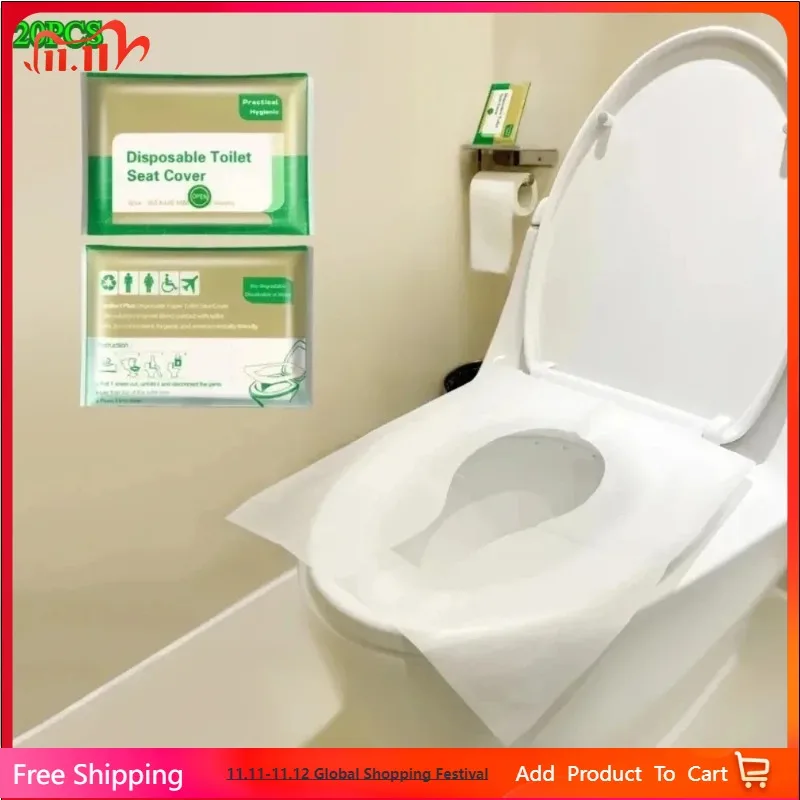 

20pcs Disposable Toilet Seat Cover Type Travel Camping Hotel Bathroom Accessory Paper Waterproof Soluble Water Toilet Mat Set