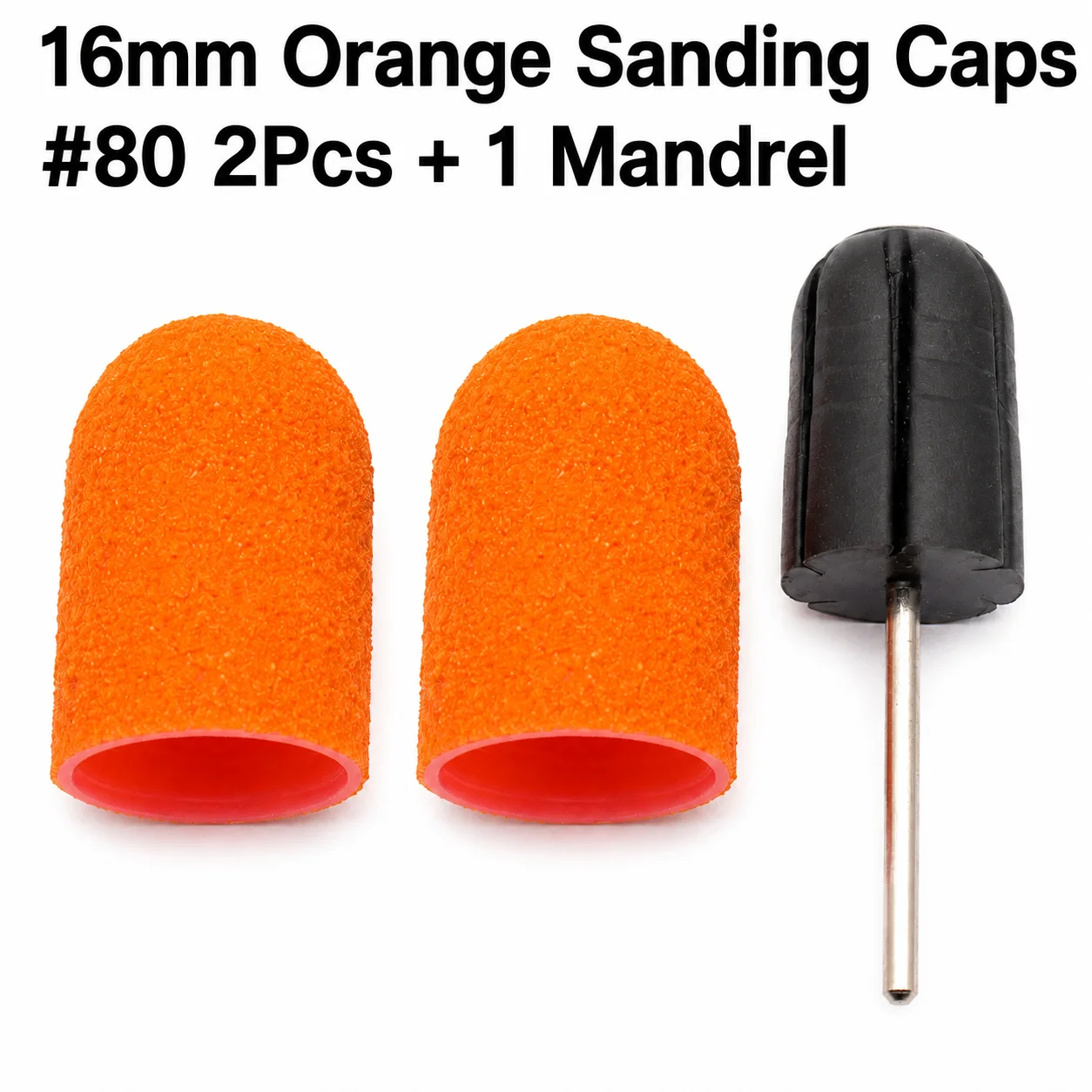 3Pcs 16mm Sanding Cap Set with Mandrel for Pedicure Nail Drill Bits Coarse Medium Fine Grit Callus And Dead Skin Removal