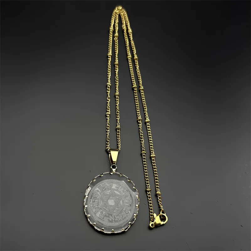 Hebräischer Davidstern-Anhänger-Halskette für Damen und Herren, klares transparentes Glas, geometrisch, jüdischer männlicher Glaube, Kette, Schmuck, Geschenke – Detail 10