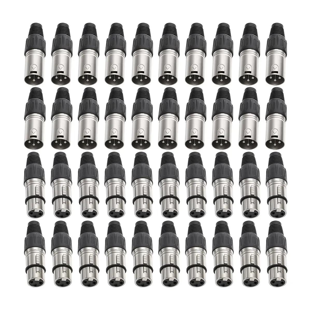 A003 40 Pcs 3Pin Microphone XLR Connectors, 20 Male & 20 Female Mic Audio Cable Plug for DIY Recording, Mixing