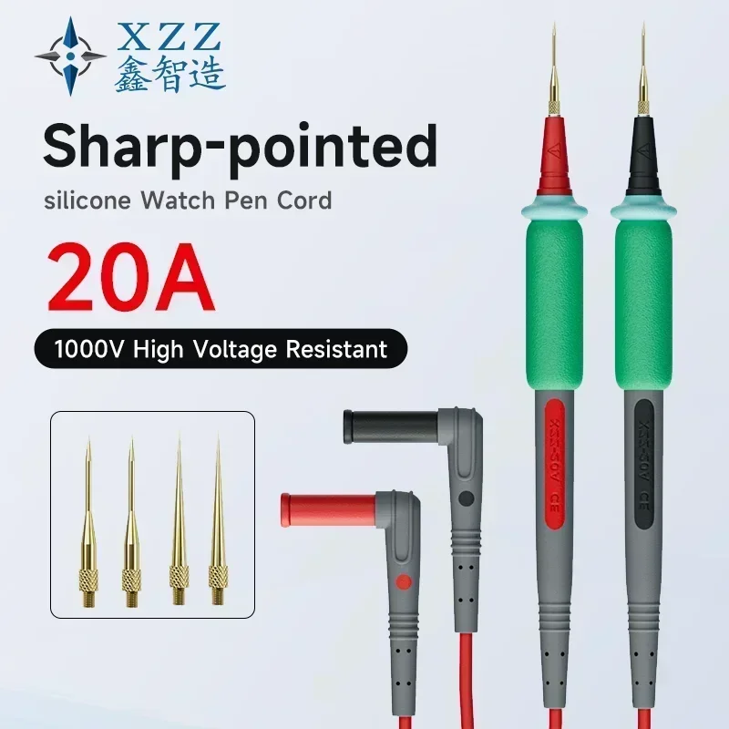 BST-050 Multimeter Naald Tip Pen met Banaan Poort Superpuntige Sonde Meetsnoeren Pin Flexibele Test Probe Tips Connector