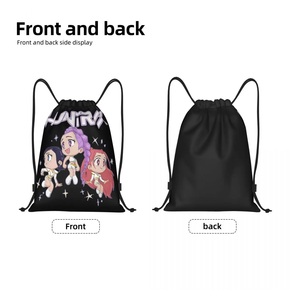 KPop Demon Hunters Huntrix Drawstring Bags Sports Backpack Gym Sackpack String Bags for Running