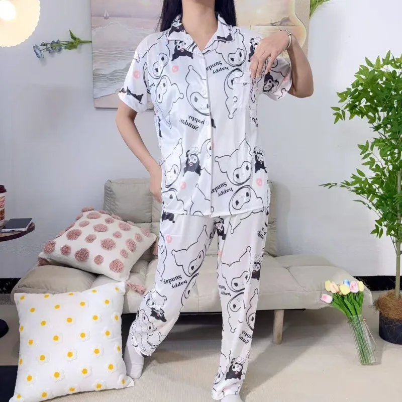 Korean version loose Kulomie pajamas women's summer thin short-sleeved trousers cartoon loungewear suit girls can wear outside