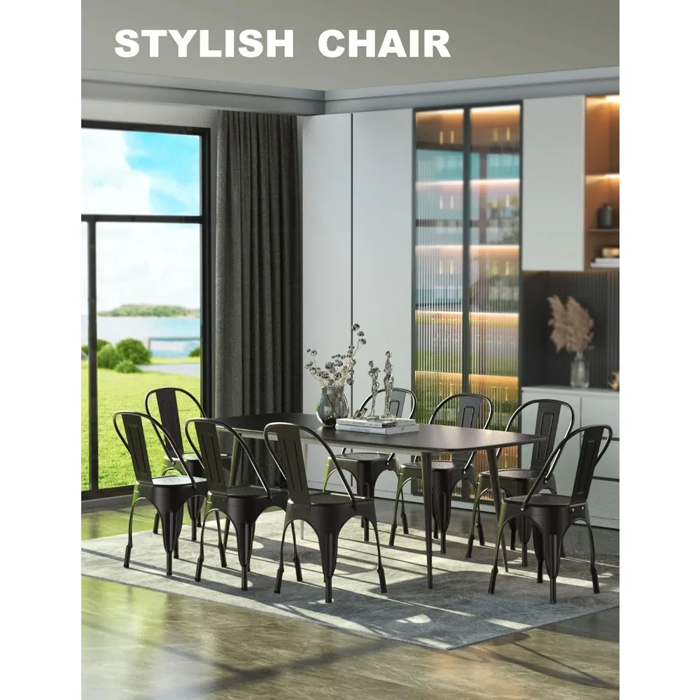 

Metal Dining Chair Farmhouse Tolix Style for Kitchen Dining Room Café Restaurant Bistro Patio,18 Inch,Stackable,Waterproo Indoor