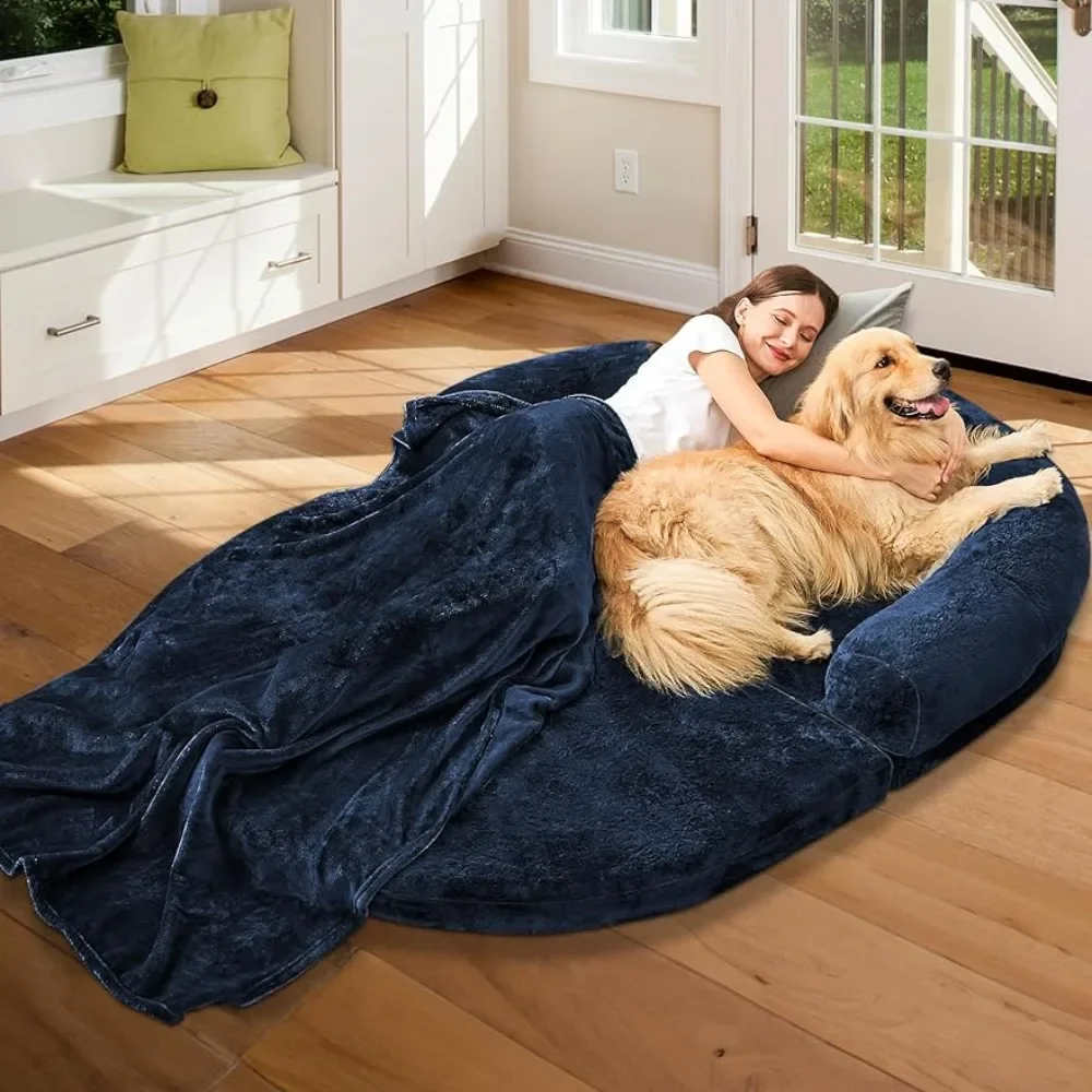 Human Dog Bed for Adults Cameras With Memory Foam Kittens Goods Furry Faux Fur Orthopedic Dog Bean Bed Pillow Folding Ladder Pet