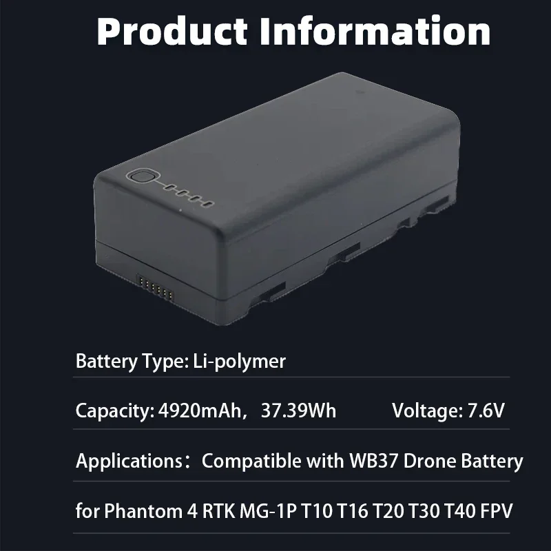 For DJI T20 T30 Battery Remote Controller 7.6V 4920mAh WB37 Batteries for FPV Phantom 4 RTK MG-1P T10 T16 CrystalSky Monitor