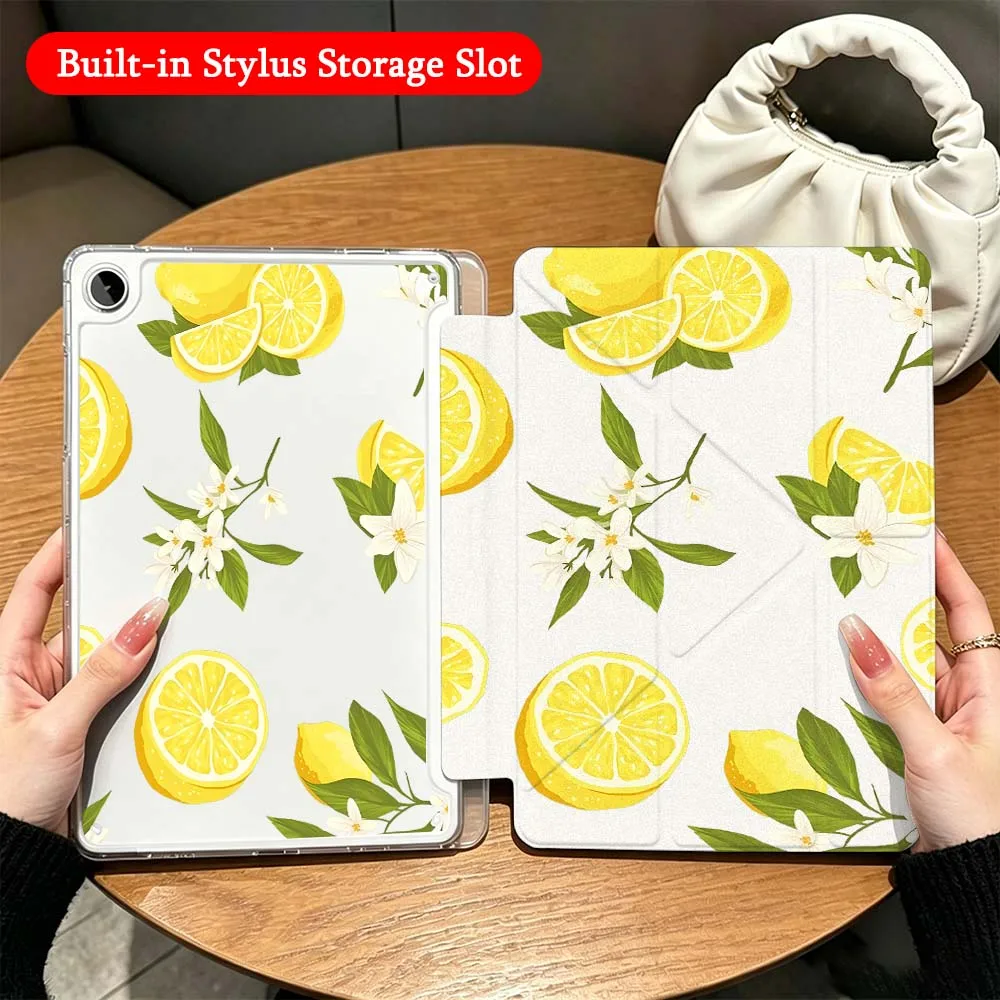 Fresh Fruit Pattern Art Case For Samsung Galaxy Tab A9 A8 A11 S6 S7 S8 S9 S10 FE Plus Lite Transparent Y-Shaped Folding Tablet