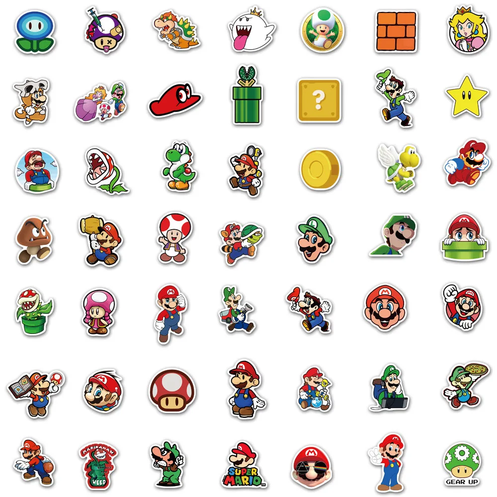 10/30/50/100pcs Cartoon Super Mario Game Stickers for Laptop Skateboard Phone Waterproof Cute Anime Decal Sticker Kids Toys Gift