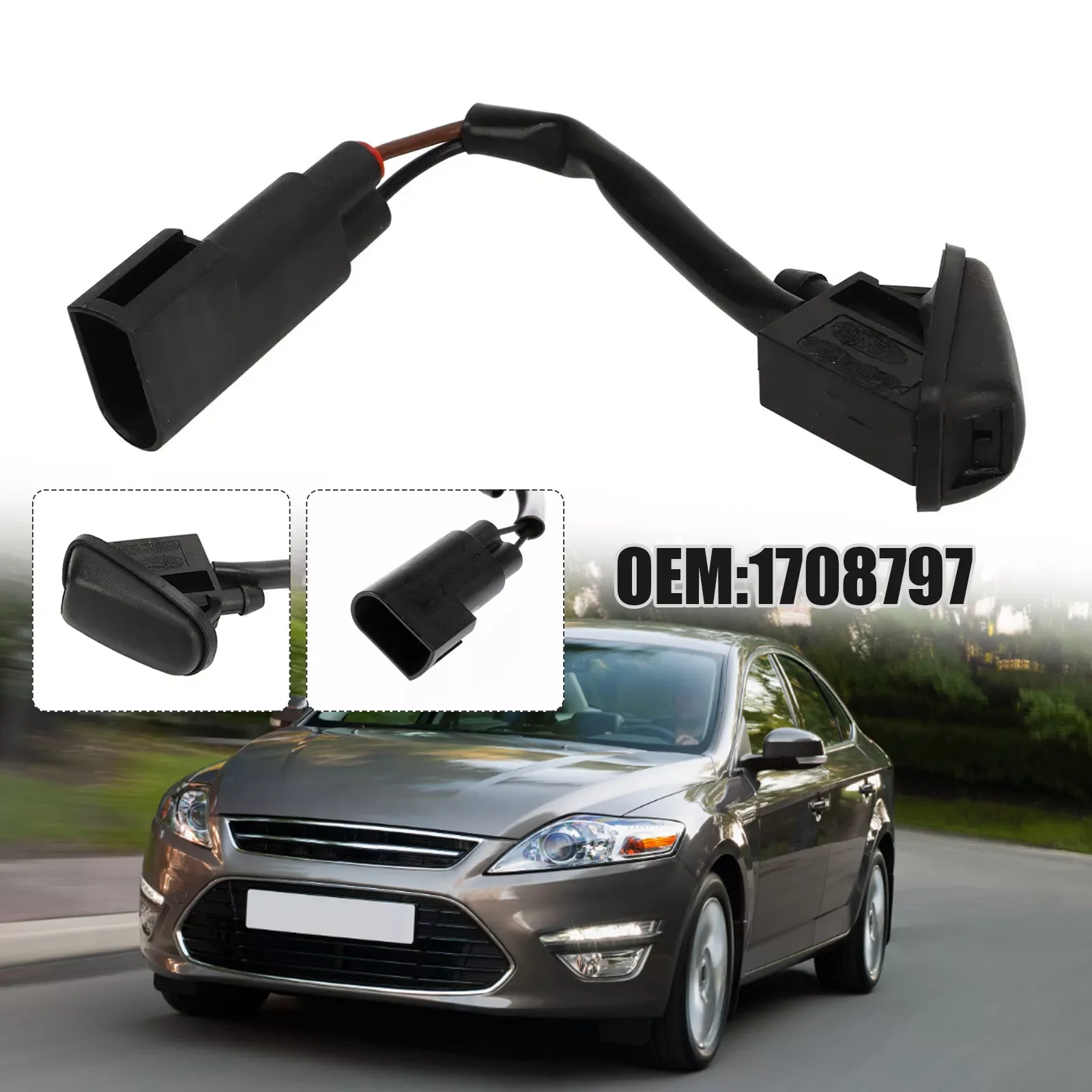 

1pc Car Front Windscreen Washer Jet Spray Nozzle Black ABS For Ford Focus C‑Max Mondeo OEM1708797 Car Accessories