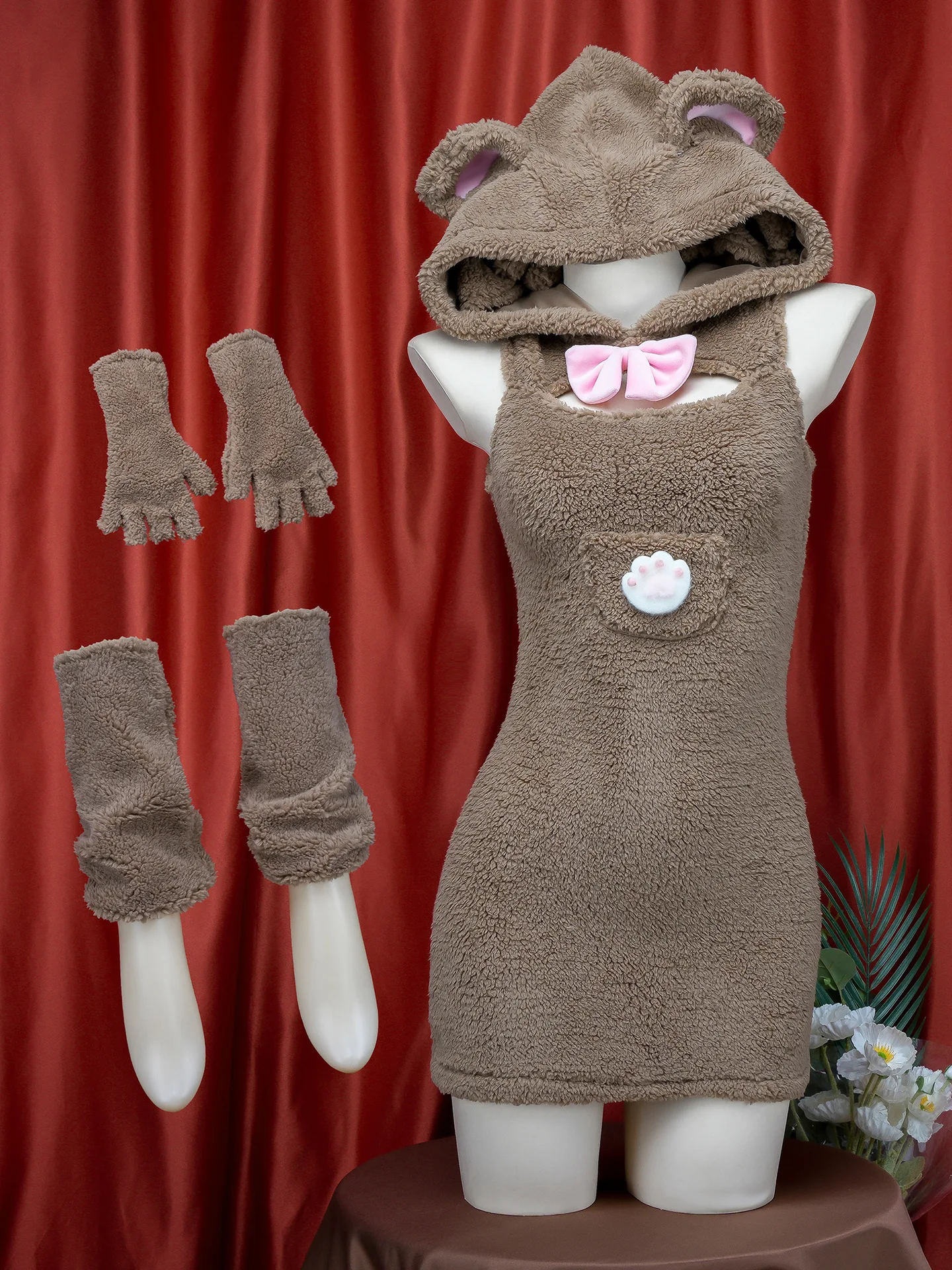 Mulheres Vestido de Urso Peludo Kawaii, Lanchonete, Gato, Garçom, Uniforme, Cosplay, Pelúcia, Anime, Fofos, Roupas, Menina, Fantasias