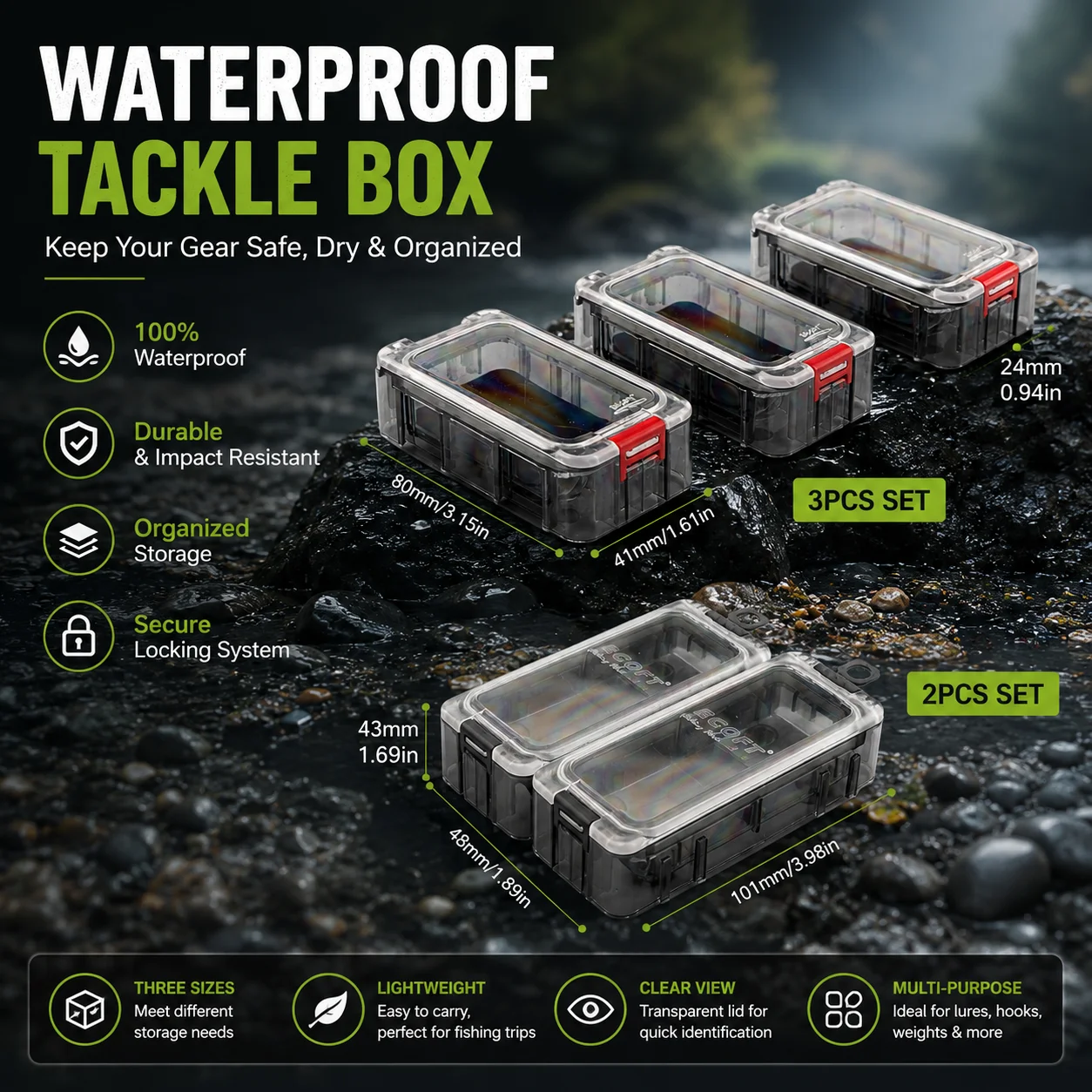 

Free Combination Boxes Trinity Luminous Seal Ring 3M Magnet Gum Waterproof Cube Bait Container Fishing Tackle Storage Tool Box