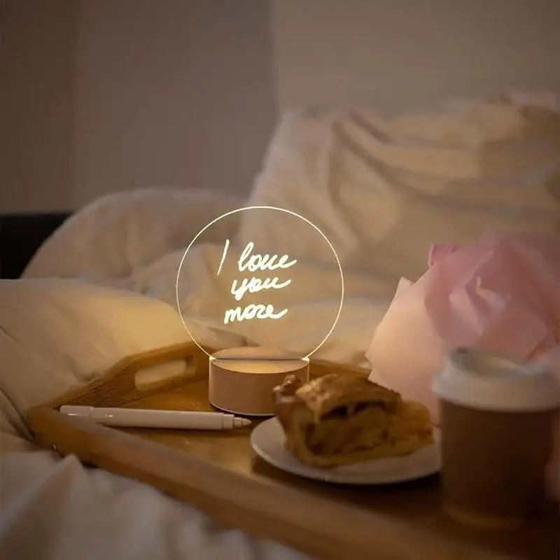 Детская Доска для объявлений, Настольная доска для записей с ручкой, акриловая доска для записей с мягкой искусственной настольной лампой, перезаписываемая и беспроводная