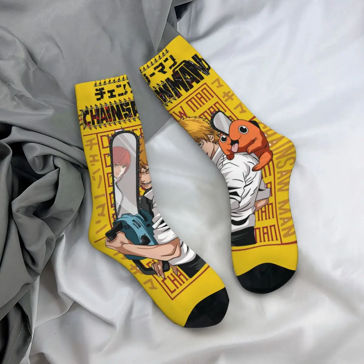 Anime Chainsaw Man Acid cosy Unisex Socks,Cycling Happy 3D printing Socks,Street Style Crazy Sock