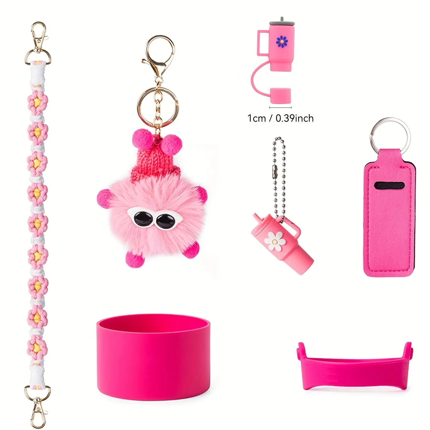 7 قطع إكسسوارات لـ 40 و30 أونصة مع مقبض، بما في ذلك غطاء غطاء من القش 10 مم، وحزام مقبض الماء، وحامل أحمر الشفاه، وسلسلة ساحرة، وبومب #2