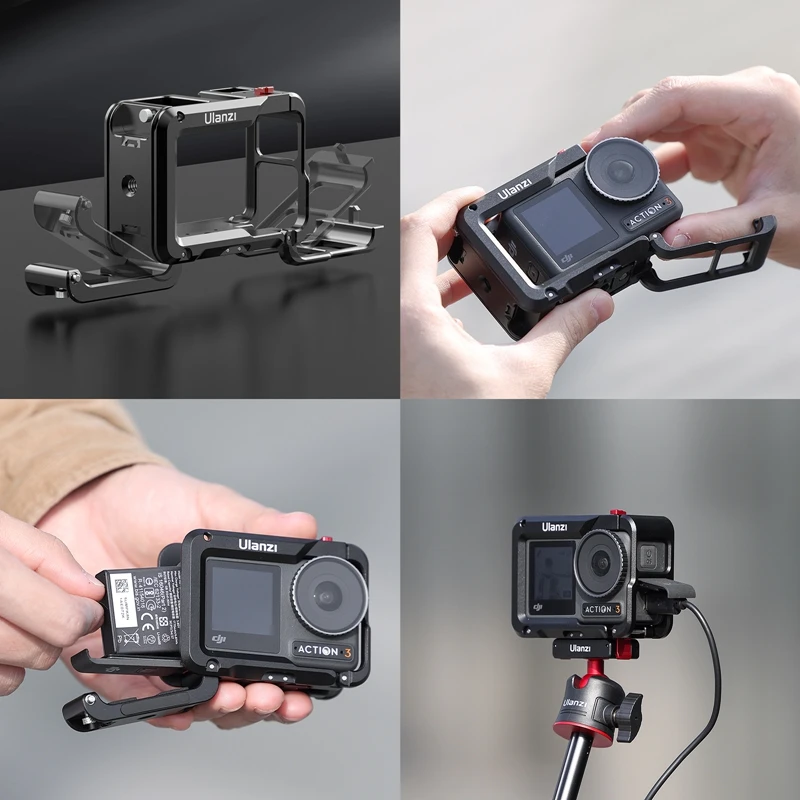 Ulanzi DJI OSMO Action 3/4กรงโลหะถอดเร็วติดตั้งกับรองเท้าเย็นเคสกรอบกันกระแทกเต็มรูปแบบ