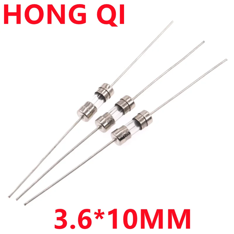 200pcs/lot 3.6*10 Slow blow Glass Tube Fuse With pin 3.6x10mm 0.5A 1A 1.5A 2A 3A 3.15A 4A 5A 6.3A 8A 10A AMP 250V