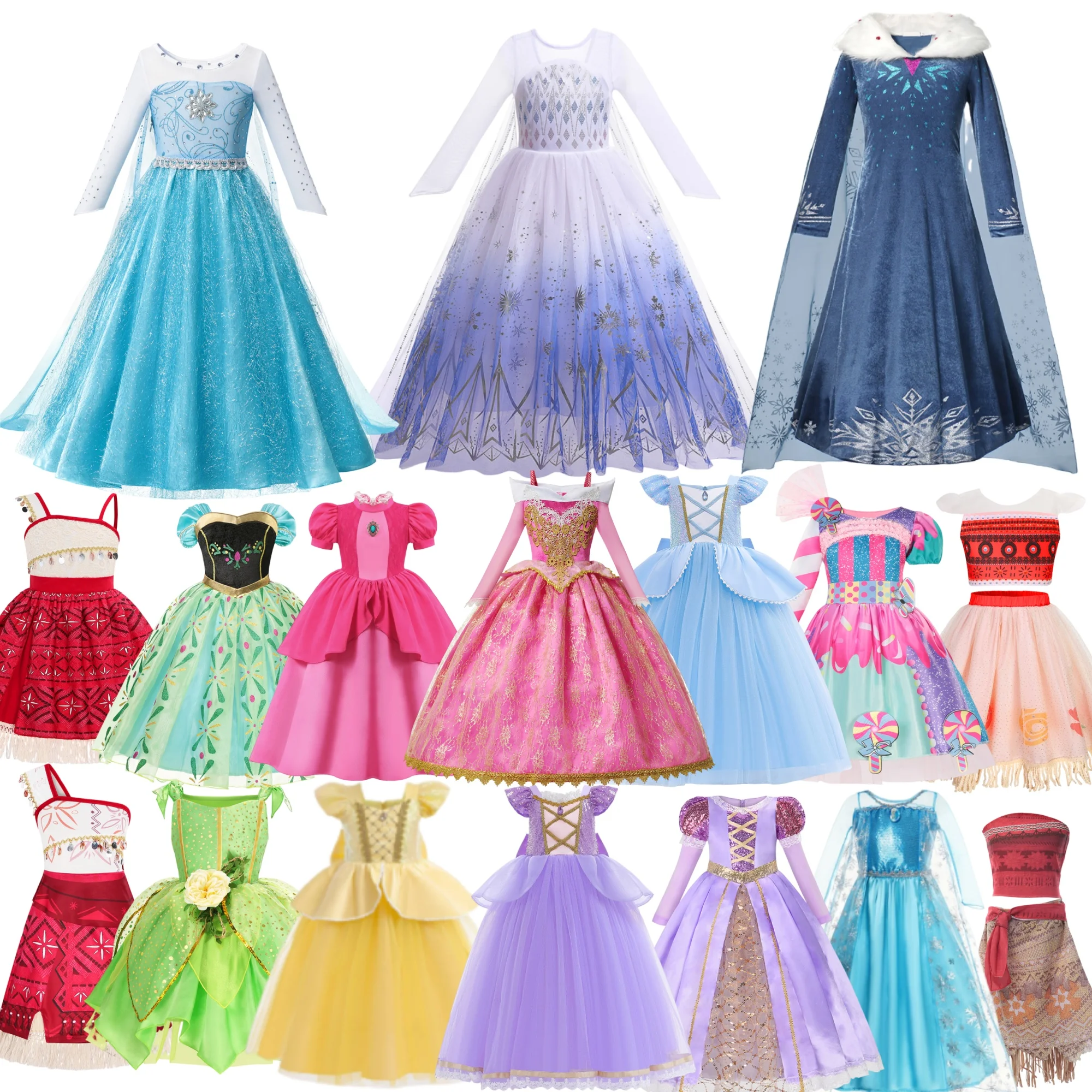 

Girls Princess Dress Kids Cosplay Costume Cinderella Rapunzel Birthday Party Halloween Christmas Fancy Tulle Gown 4-10Y