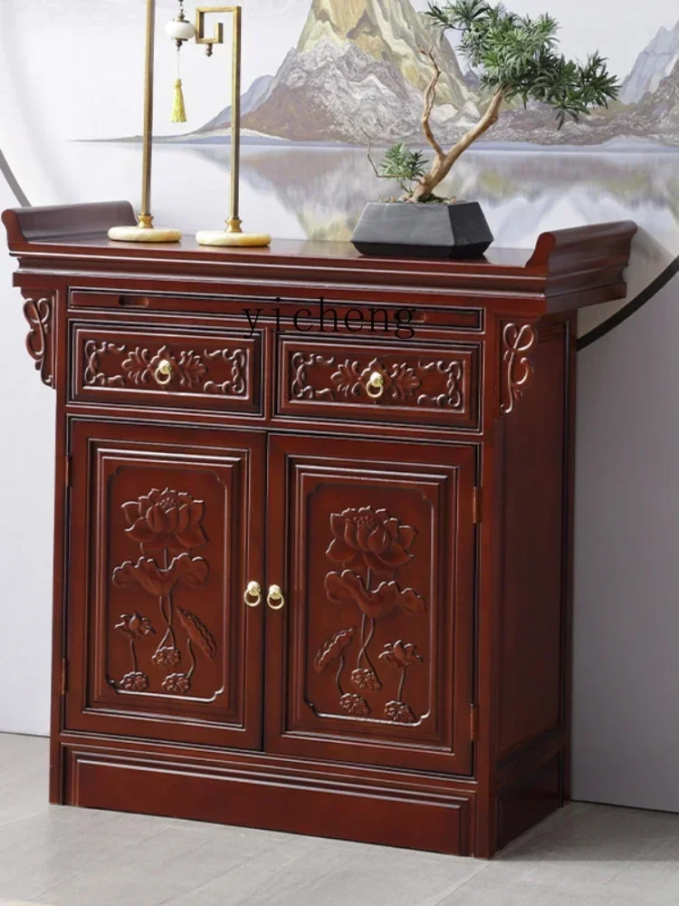 ii10.9-Buddha Shrine New Chinese Style Clothes Closet God of Wealth Cabinet Altar Buddha Shrine Incense Burner Table Buddha