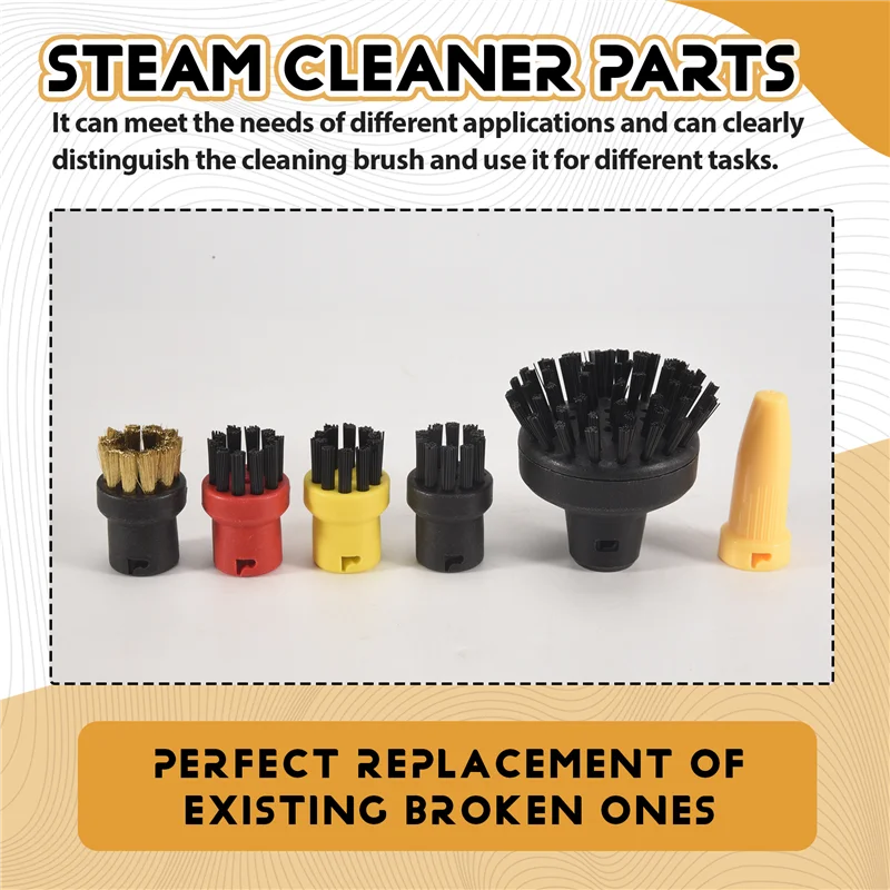 Kit de boquillas de cepillo redondo de A83G-6 piezas para piezas de limpiador a vapor Karcher SC1 SC2 SC3 SC4