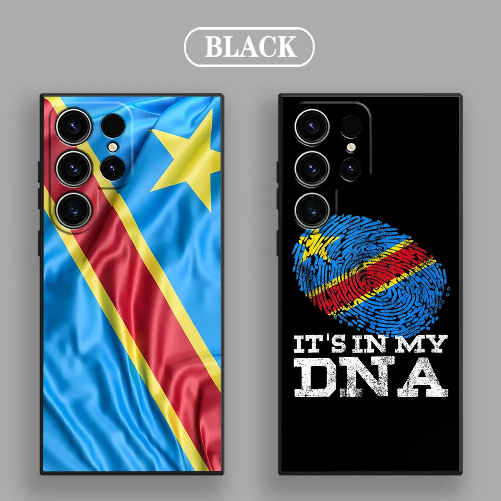 Phone Case For Samsung Galaxy S24 Ultra Case S23 S21 S20 FE S22 Plus Note 20 Ultra Silicone Cover Democratic Republic Congo Flag