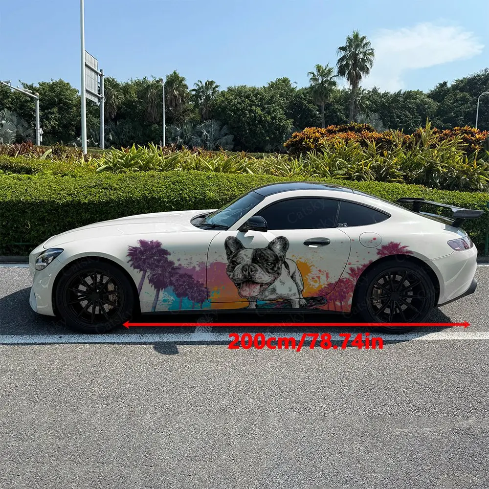 2pcs Splatter Ink Skate Dog, Durable, Fade-resistant, Enhance Vehicle Aesthetics With Bold Artistic Design Car Vinyl Wraps
